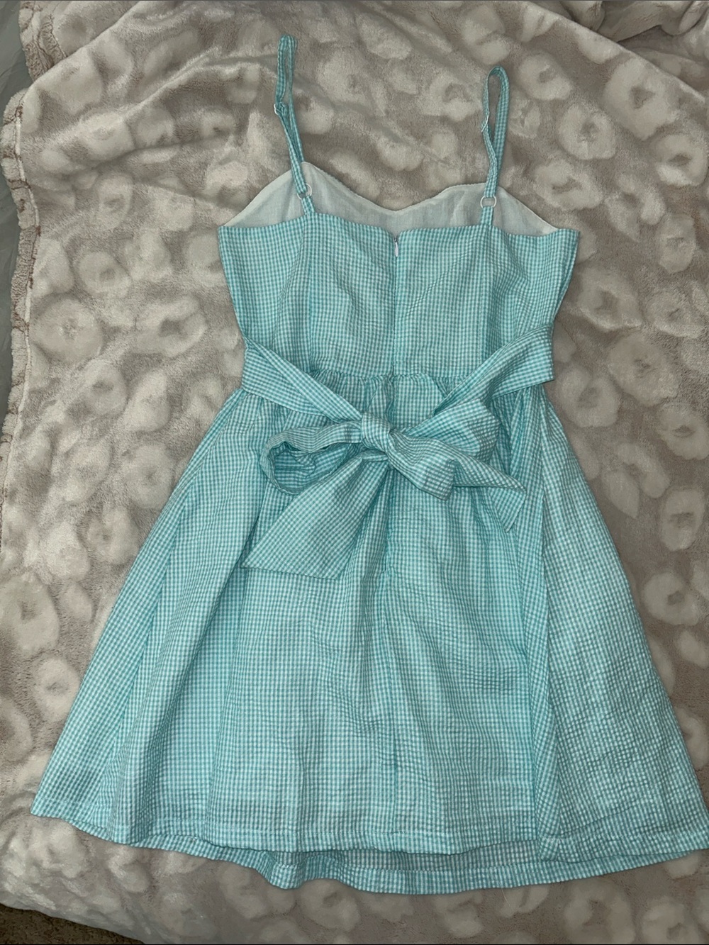 Peach Love California Teal Blue Gingham Sundress - Picture 2 of 6